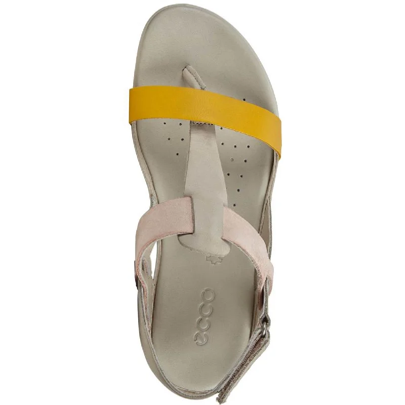 Women's Sandals with a Glitter - Coated Strap in Gold for a Sparkly Summer OutfitECCO Womens Flash Leather Flat T-Strap Sandals