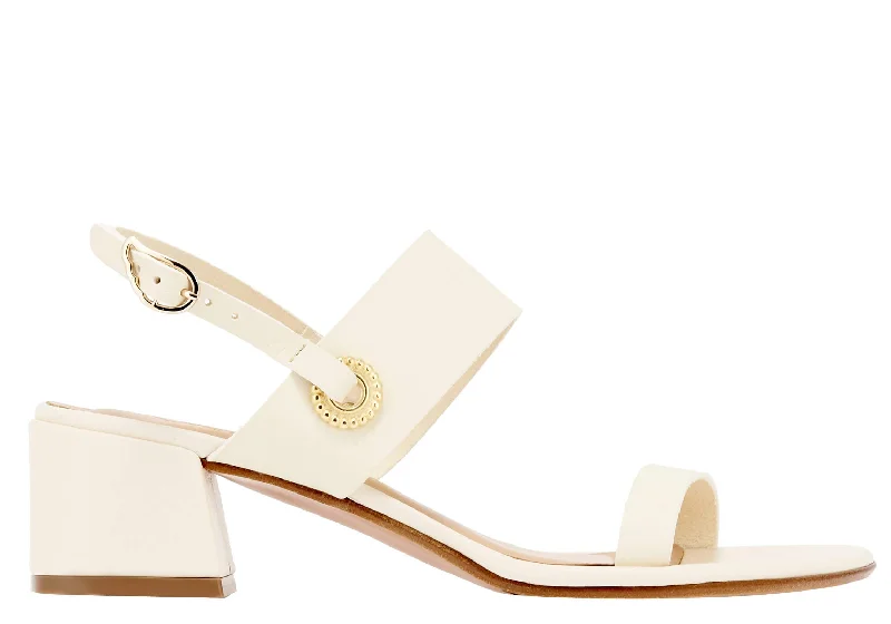Women's Leather - Strapped Sandals with a Braided Detail in Brown for a Rustic AppealEfesia Heeled Sandals Off White