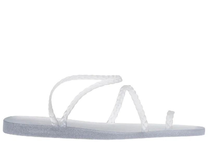Sustainable Women's Recycled Material Sandals in Beige for Eco - Conscious ShoppersEleftheria Jelly Glitter Sandals Clear/Silver