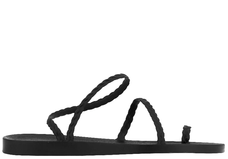 Sustainable Women's Recycled Material Sandals in Beige for Eco - Conscious ShoppersEleftheria Jelly Sandals Black