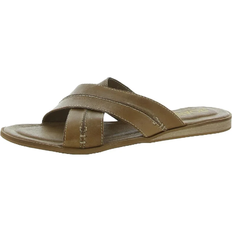 Shock - Absorbing Women's Sandals with a Soft Insole in Black for Active LifestylesElvira Womens Leather Open Toe Slide Sandals
