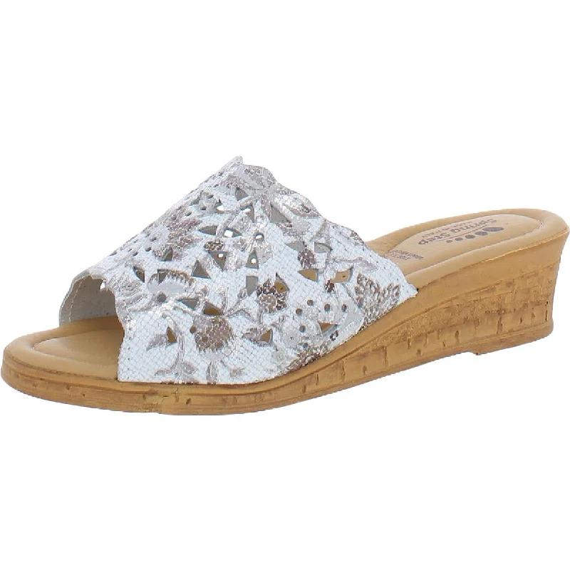 Orthopedic Women's Sandals with Arch Support in Gray for Foot HealthEstella Womens Leather Wedges Slide Sandals