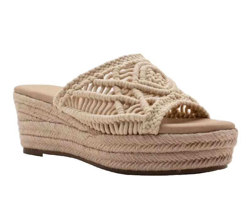 Adjustable Strap Women's Sandals with a Padded Heel in Pink for a Custom FitEureka Macrame Slide In Natural