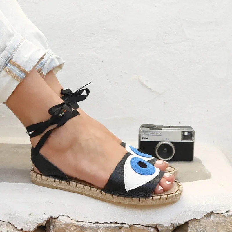 Shock - Absorbing Women's Sandals with a Soft Insole in Black for Active LifestylesEvil Eye Espadrilles Sandals - 5 Colors