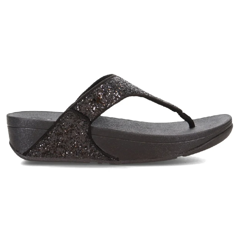 Women's Flat Slide Sandals with a Memory Foam Insole in White for All - Day ComfortLulu Glitter Synthetic Women's Toe Post Sandals