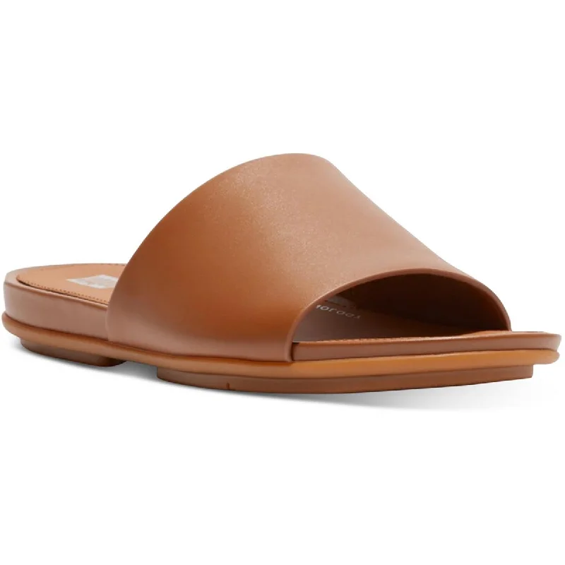 Sustainable Women's Recycled Material Sandals in Beige for Eco - Conscious ShoppersFitflop Womens Gracie Leather Slip On Slide Sandals
