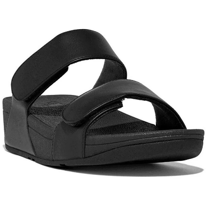 Anti - Slip Women's Sandals with a Grooved Sole in Green for Outdoor AdventuresFitflop Womens Lulu Leather Adjustable Wedge Sandals