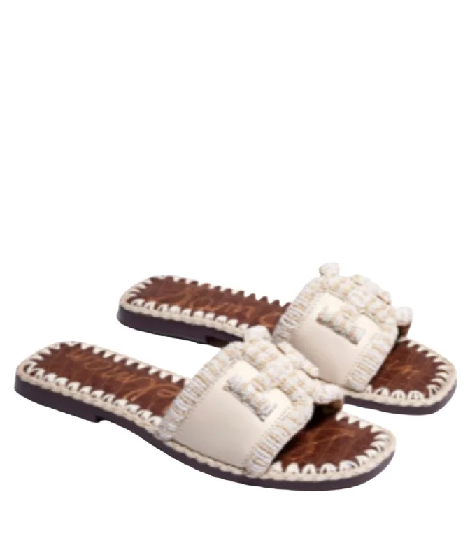 Women's Sandals with a Floral - Printed Upper in Pink for a Feminine Spring LookFitz Slide Sandals In Ivory Leather