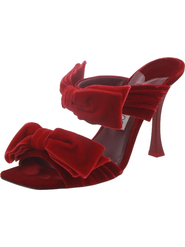 Women's Rhinestone - Embellished Open - Toe Sandals in Silver for a Glamorous Party LookFlaca Womens Velvet Bow Slide Sandals