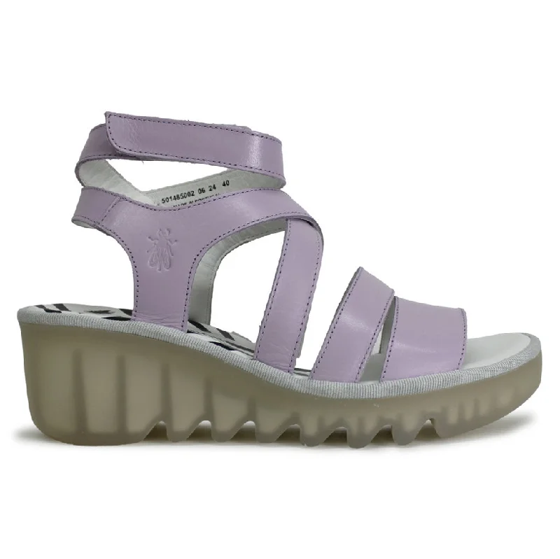 Women's Leather - Strapped Sandals with a Braided Detail in Brown for a Rustic AppealBafy485Fly Leather Women's Wedge Sole Sandals