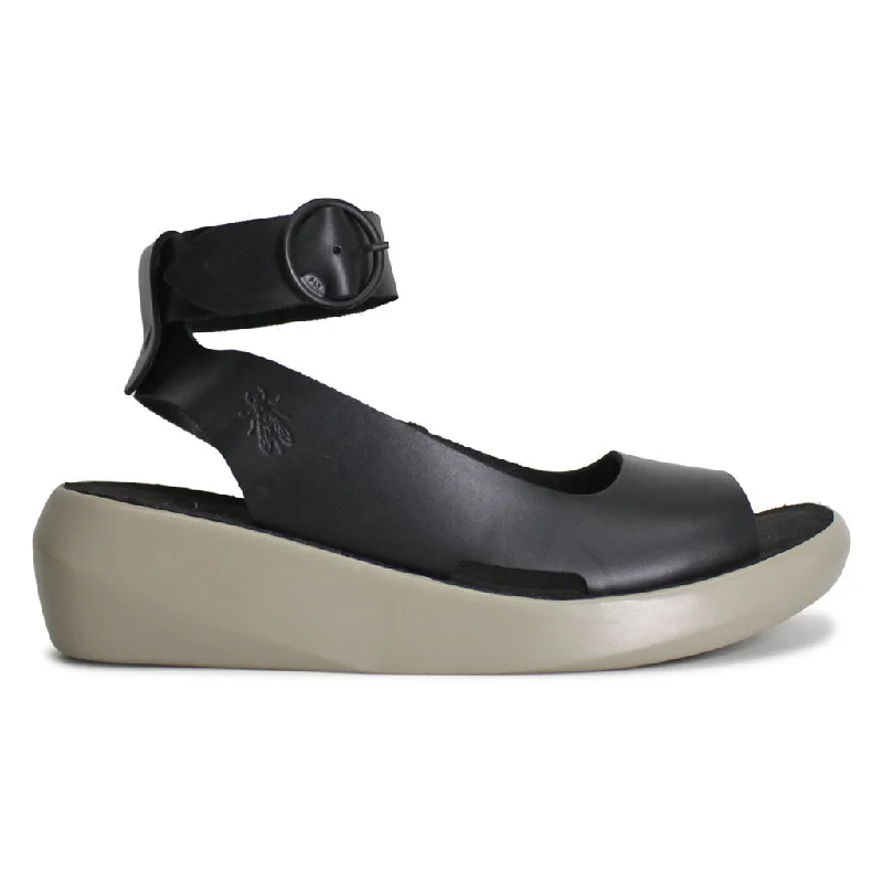 Plus Size Women's Wide - Width Platform Sandals in Black for Added Comfort and HeightBULI030FLY Bridle Women's Wedge Sole Sandals