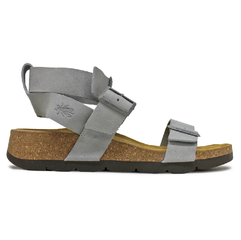 Women's Sandals with a Glitter - Coated Strap in Gold for a Sparkly Summer OutfitCOKI040FLY Suede Women's Wedge Heels Sandals