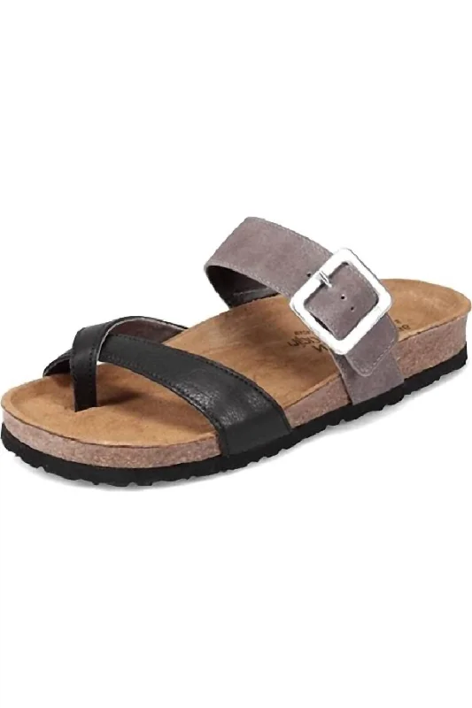 Elastic - Strap Women's Sandals with a Padded Toe in Teal for Easy On - and - OffFresno In Blk Sft Lthr Taupe Gry