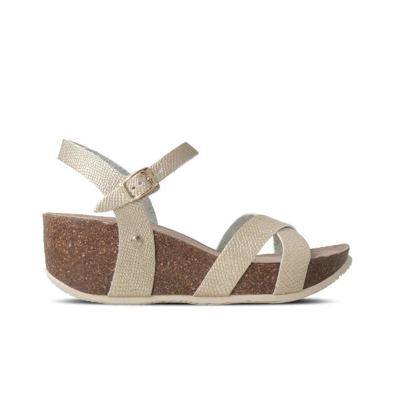 Child - Friendly Women's Sandals with a Secure Buckle in Purple for Moms on the GoCamille Mat Gold Sandals