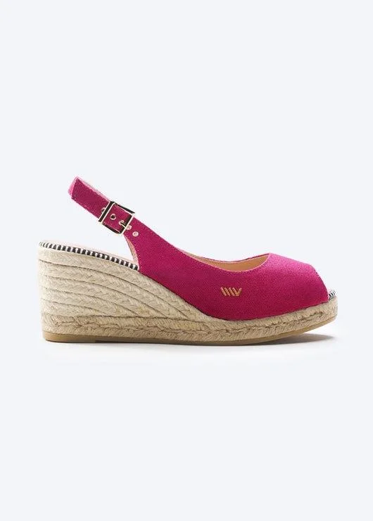 Women's Flat Slide Sandals with a Memory Foam Insole in White for All - Day ComfortGavina Limited Edition Canvas Espadrille Sandal Wedges