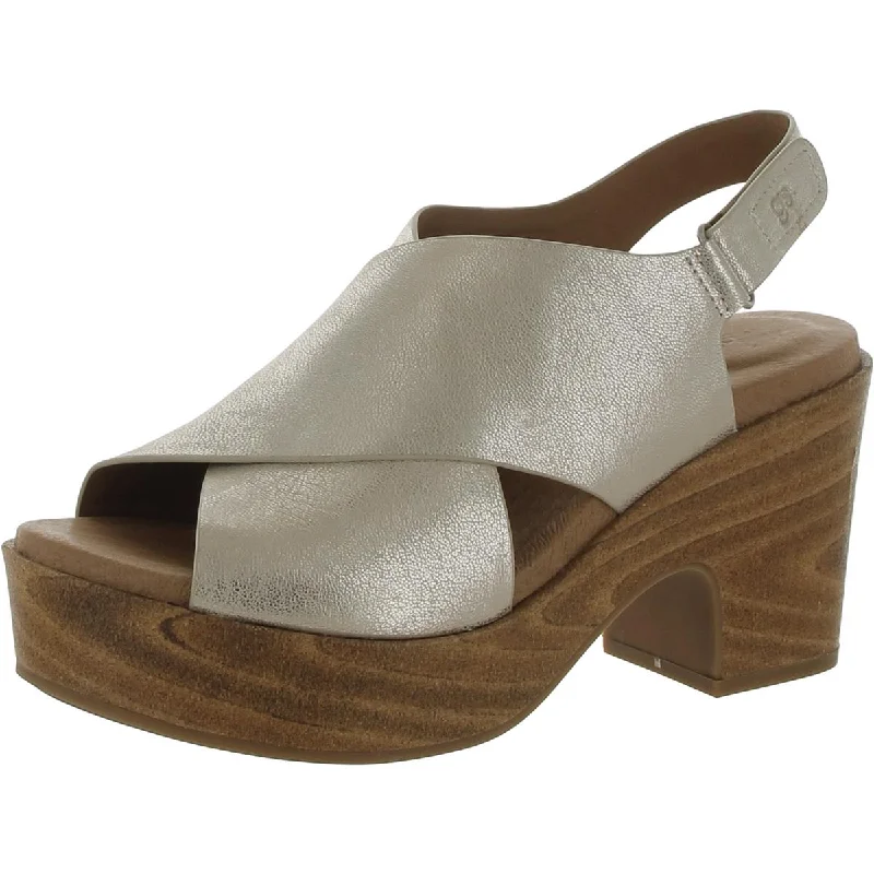 Elastic - Strap Women's Sandals with a Padded Toe in Teal for Easy On - and - OffGentle Souls by Kenneth Cole Womens Dani Cross Metallic Leather Platform Sandals