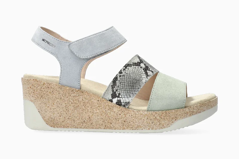 Women's Sandals with a Glitter - Coated Strap in Gold for a Sparkly Summer OutfitGianna - Green Almond