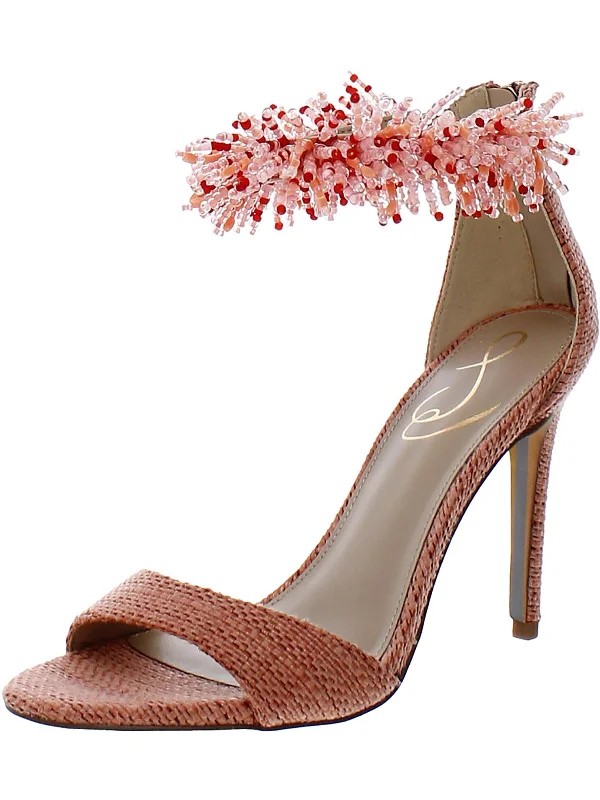 Women's Ankle - Strap Sandals with a Block Heel in Red for a Sophisticated StyleGillie Womens Embellished Ankle Strap Heels