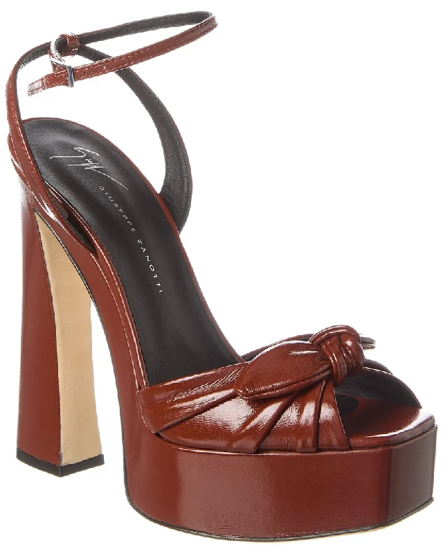 Women's Ankle - Strap Sandals with a Block Heel in Red for a Sophisticated StyleGiuseppe Zanotti Gabriiela Wedge 145 Leather Platform Sandal
