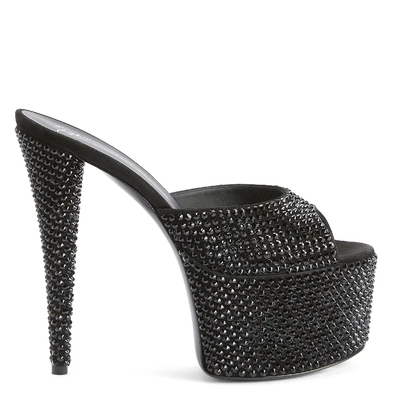 Plus Size Women's Wide - Width Platform Sandals in Black for Added Comfort and HeightGiuseppe Zanotti Gz Aida