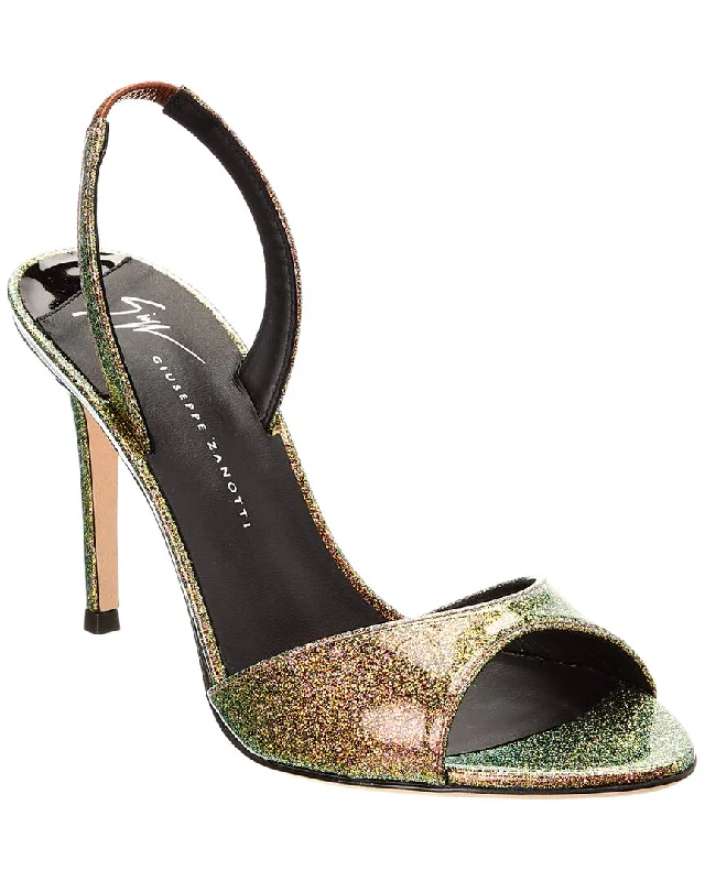Plus Size Women's Wide - Width Platform Sandals in Black for Added Comfort and HeightGiuseppe Zanotti Lilibeth 90 Vinyl Slingback Sandal
