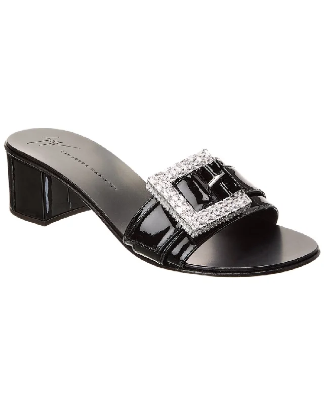 Women's Flat Slide Sandals with a Memory Foam Insole in White for All - Day ComfortGiuseppe Zanotti Miss Buckle 40 Patent Sandal