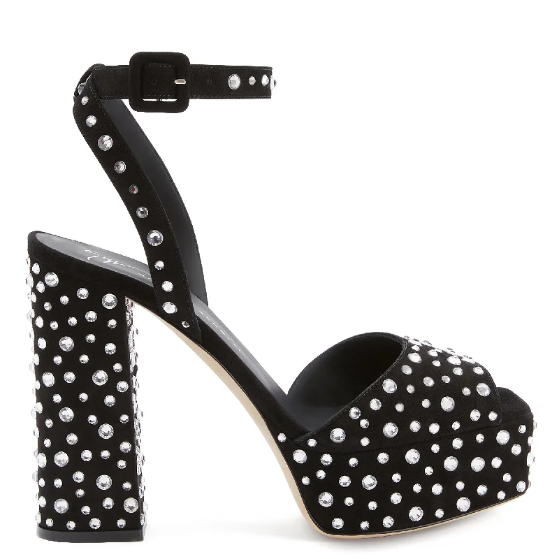 Women's Ankle - Strap Sandals with a Block Heel in Red for a Sophisticated StyleGiuseppe Zanotti New Betty Sparkle