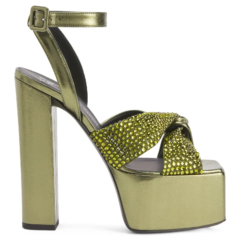 Anti - Slip Women's Sandals with a Grooved Sole in Green for Outdoor AdventuresGiuseppe Zanotti Souree