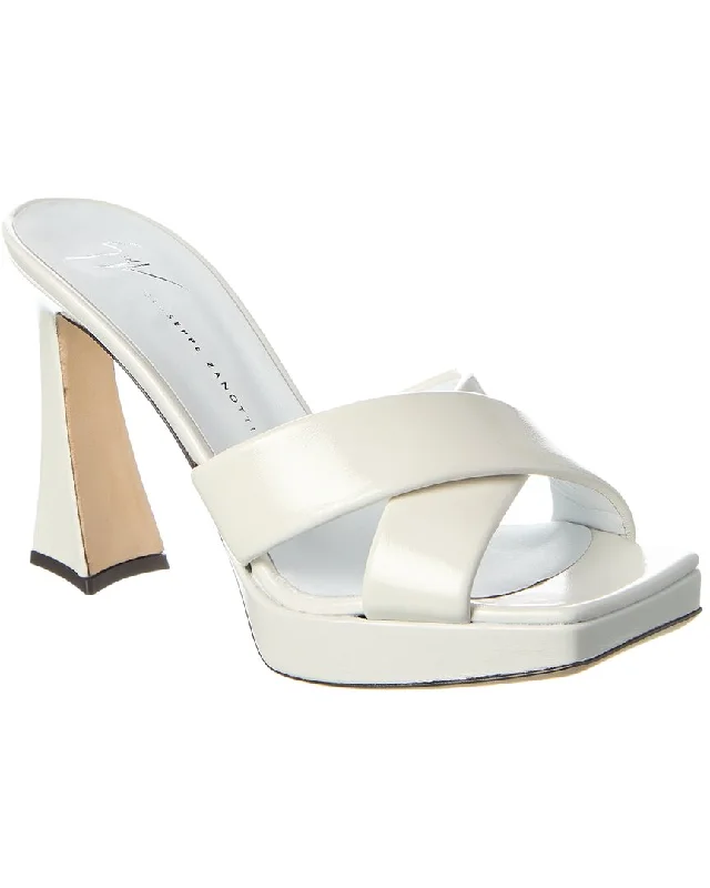 Women's Rhinestone - Embellished Open - Toe Sandals in Silver for a Glamorous Party LookGiuseppe Zanotti Stacee 85 Leather Platform Sandal