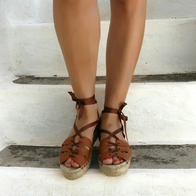 Orthopedic Women's Sandals with Arch Support in Gray for Foot HealthGladiator Espadrilles -Tan - Double Sole