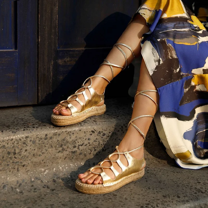 Adjustable Strap Women's Sandals with a Padded Heel in Pink for a Custom FitGladiator Gold Sandals