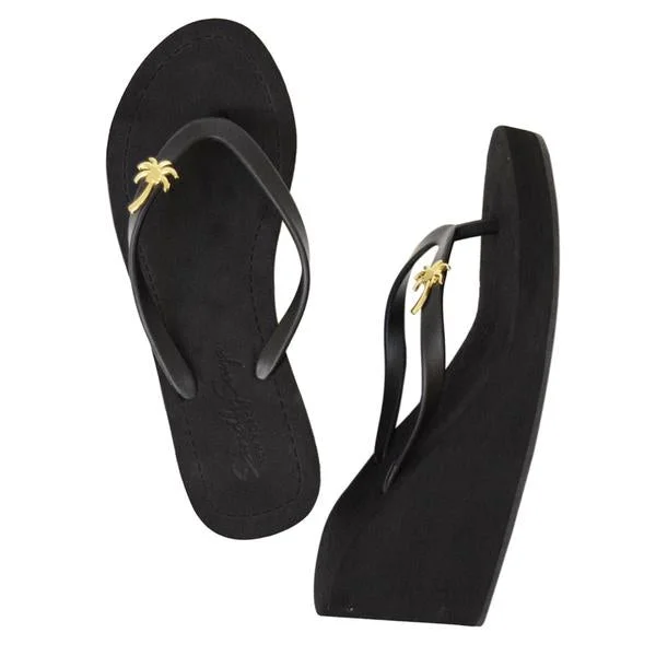 Women's Rhinestone - Embellished Open - Toe Sandals in Silver for a Glamorous Party LookGold Palm Tree - Studs Charm Women's High Wedge Flip Flops Sandal