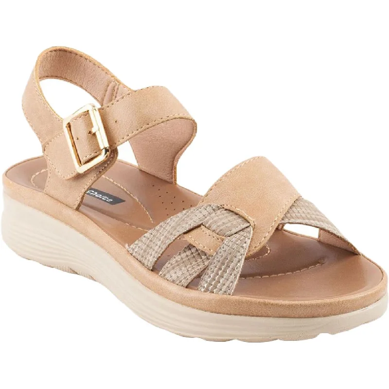 Women's Sandals with a Glitter - Coated Strap in Gold for a Sparkly Summer OutfitGood Choice Womens Millis Faux Leather Ankle Flat Sandals