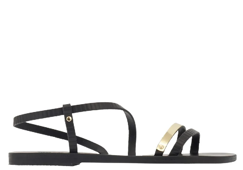 Women's Sandals with a Glitter - Coated Strap in Gold for a Sparkly Summer OutfitGoudi Metallic Strap Sandals