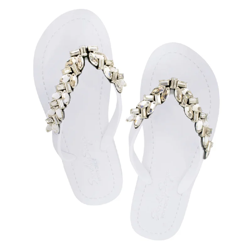 Child - Friendly Women's Sandals with a Secure Buckle in Purple for Moms on the GoGreenwich - Crystal Rhinestone Embellished Flat Flip Flops Sandals