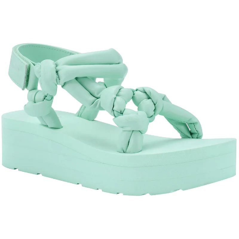 Waterproof Women's Rubber Beach Sandals with Arch Support in Blue for Water ActivitiesGuess Womens Albina Faux Leather Adjustable Platform Sandals