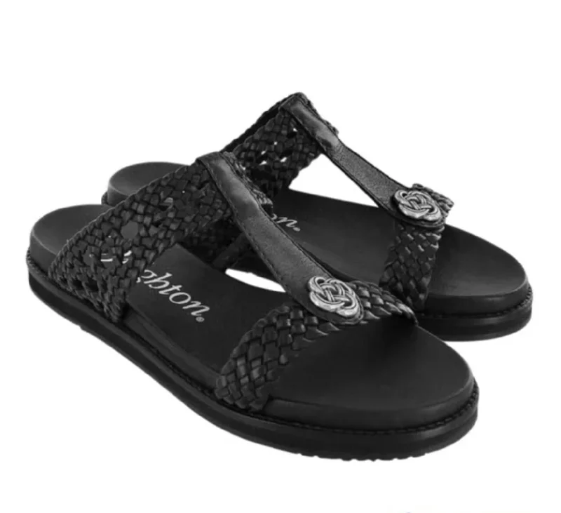 Women's Leather - Strapped Sandals with a Braided Detail in Brown for a Rustic AppealHaven Sandal In Black