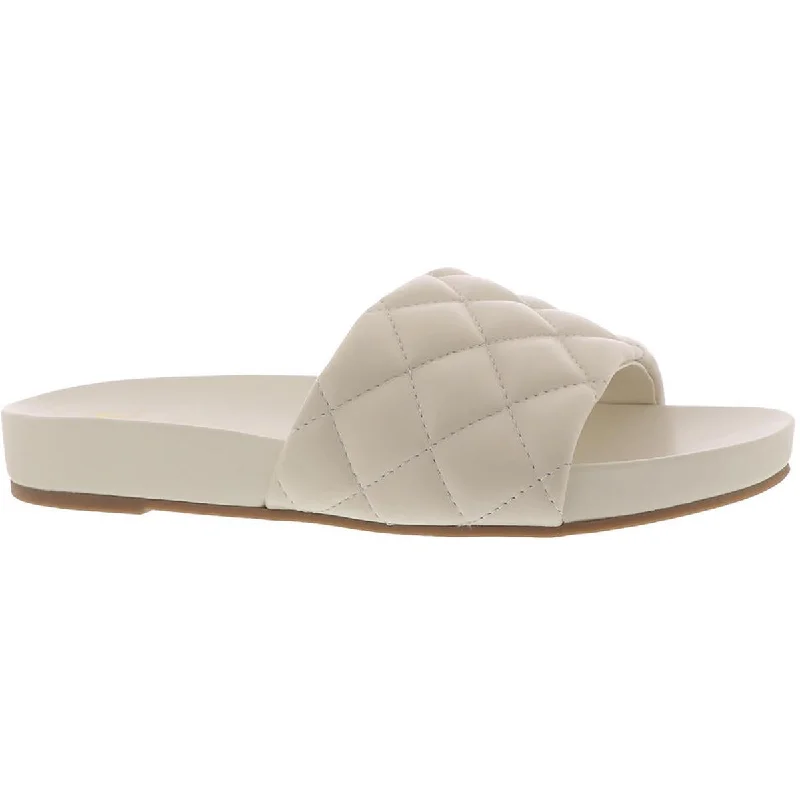 Women's Sandals with a Glitter - Coated Strap in Gold for a Sparkly Summer OutfitImenal Womens Leather Slip On Slide Sandals