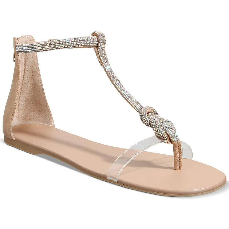 Plus Size Women's Wide - Width Platform Sandals in Black for Added Comfort and HeightINC Womens Germani Embellished Knot-Front Thong Sandals
