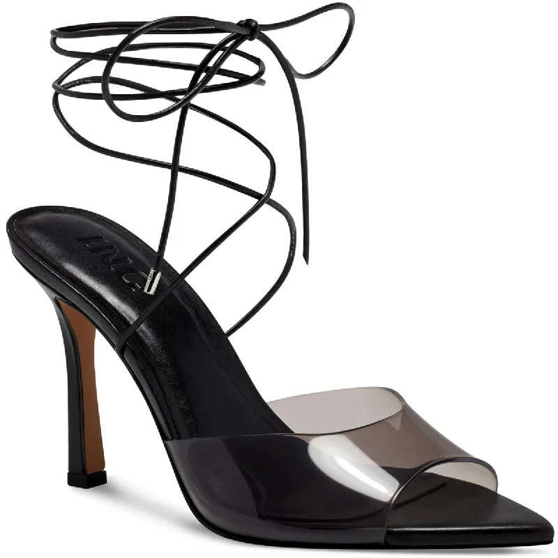 Plus Size Women's Wide - Width Platform Sandals in Black for Added Comfort and HeightINC Womens Jesippa Faux Leather Ankle Wrap Heels