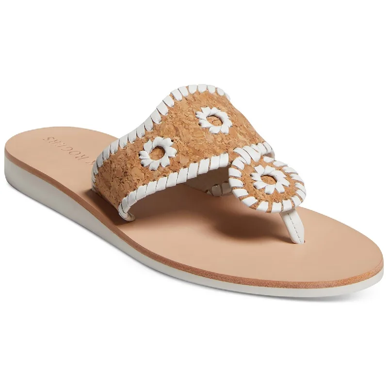 Women's Leather - Strapped Sandals with a Braided Detail in Brown for a Rustic AppealJack Rogers Womens Boating Jacks Cork Leather Thong Sandals