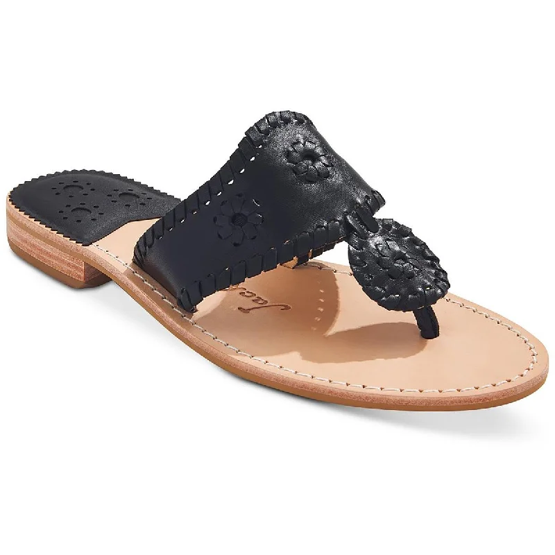 Plus Size Women's Wide - Width Platform Sandals in Black for Added Comfort and HeightJack Rogers Womens Leather T-Strap Slide Sandals