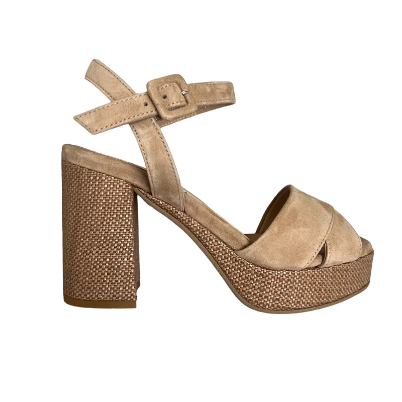 Shock - Absorbing Women's Sandals with a Soft Insole in Black for Active LifestylesJane Galland Taupe Suede Leather Platform Sandals