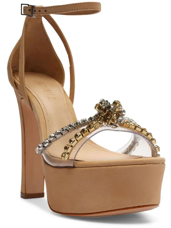Women's Leather - Strapped Sandals with a Braided Detail in Brown for a Rustic AppealJayda Womens Nubuck Ankle Strap Heels