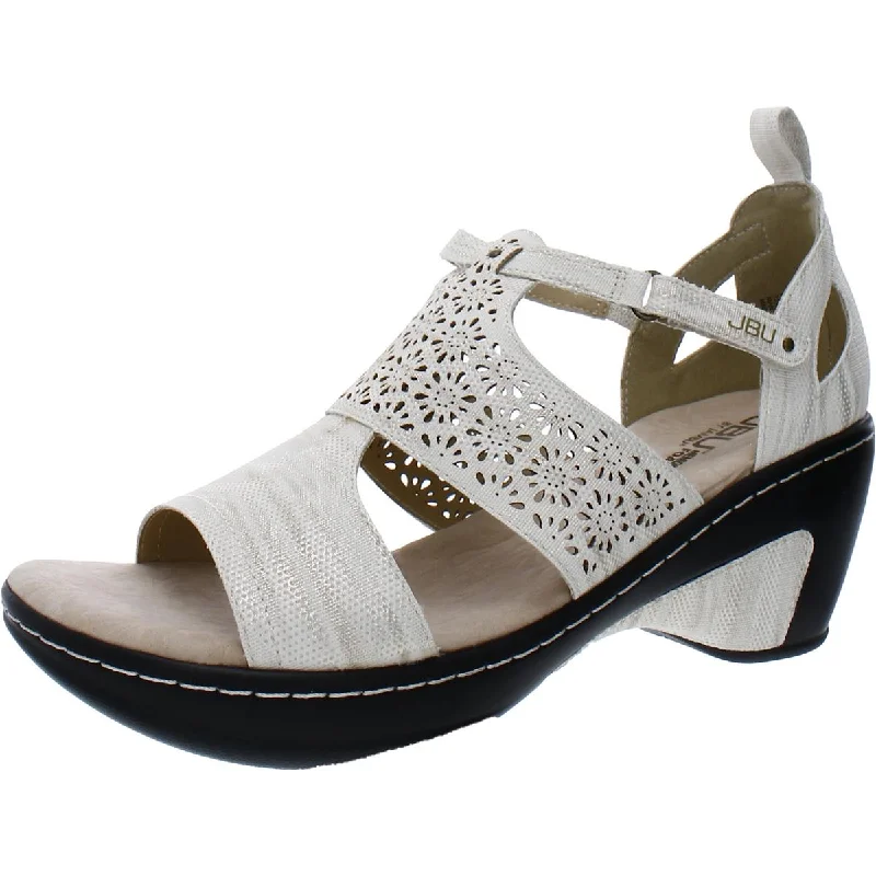 Women's Sandals with a Floral - Printed Upper in Pink for a Feminine Spring LookJBU by Jambu Womens Bonita  Laser Cut Open Toe Wedge Sandals