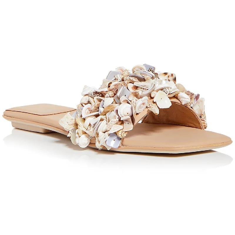 Sustainable Women's Recycled Material Sandals in Beige for Eco - Conscious ShoppersJeffrey Campbell Womens Shellsea Faux Leather Seashells Slide Sandals