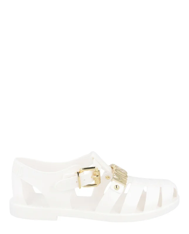 Women's Sandals with a Floral - Printed Upper in Pink for a Feminine Spring LookJelly Lettering Logo Sandals