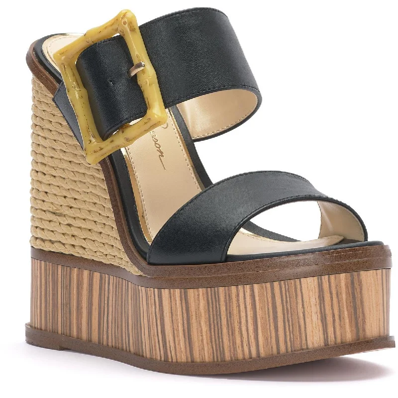 Waterproof Women's Rubber Beach Sandals with Arch Support in Blue for Water ActivitiesJessica Simpson Womens Hendrya Leather Open Toe Wedge Sandals