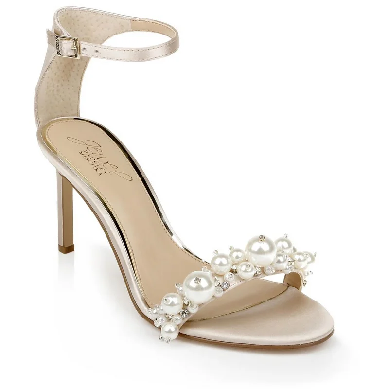 Sustainable Women's Recycled Material Sandals in Beige for Eco - Conscious ShoppersJewel Badgley Mischka Womens Lassie Ankle Strap Open Toe Heels