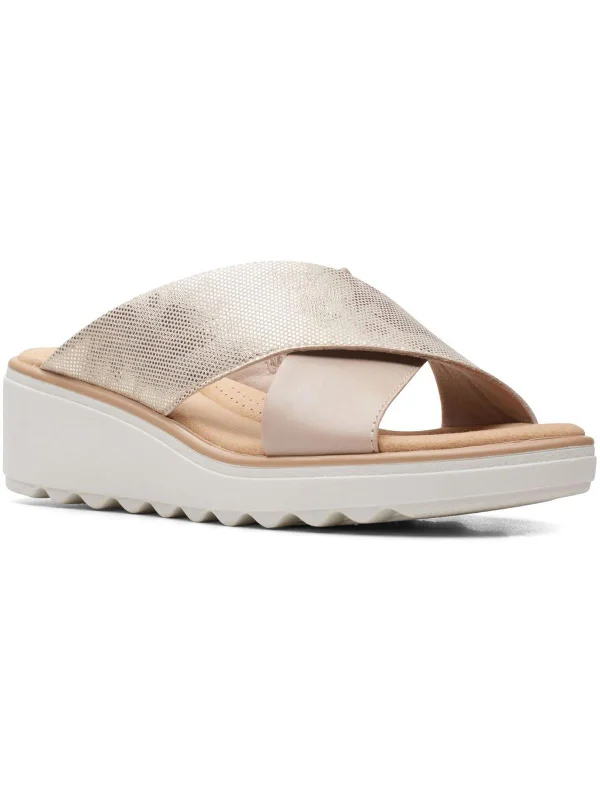 Women's Rhinestone - Embellished Open - Toe Sandals in Silver for a Glamorous Party LookJillian Gem Womens Cushioned Footbed Open Toe Wedge Sandals
